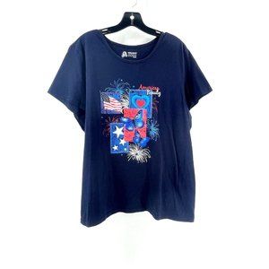 Holiday Editions Women's Graphic Print American Beauty Patriotic T Shirt Size XL